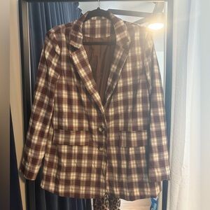 Plaid Brown Women's Blazer